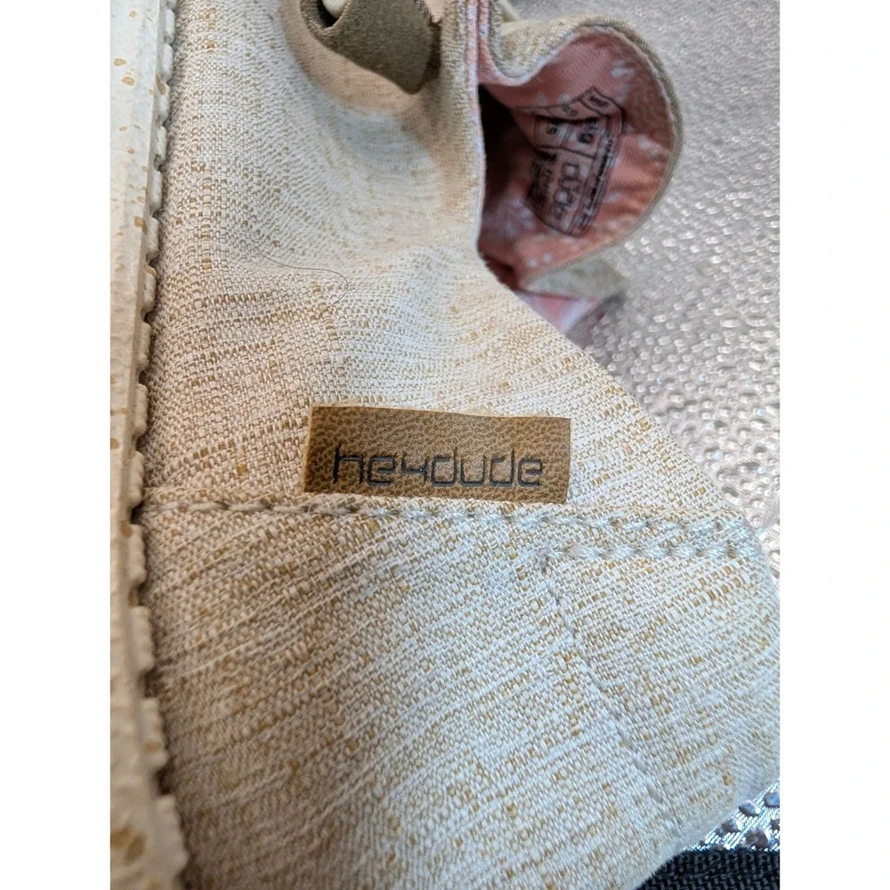 Hey Dude Wendy Womens 8 Beige Linen Floral Slip On Loafers Moccasins Shoes